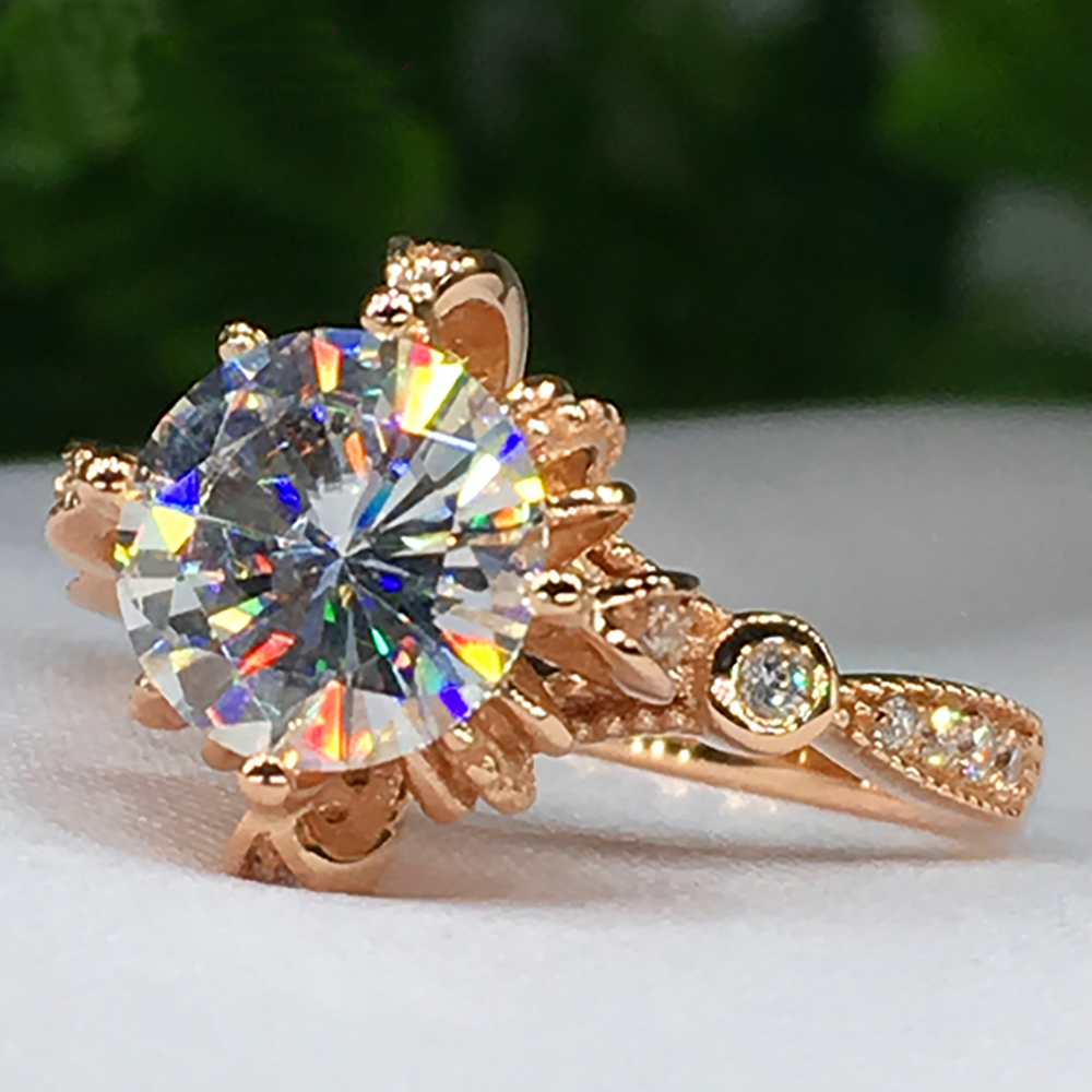 แหวนแต่งงานผู้หญิงทองคำแท้ 18K - Moissanite Engagement Ring 1 Carat บทวิจารณ์และราคา