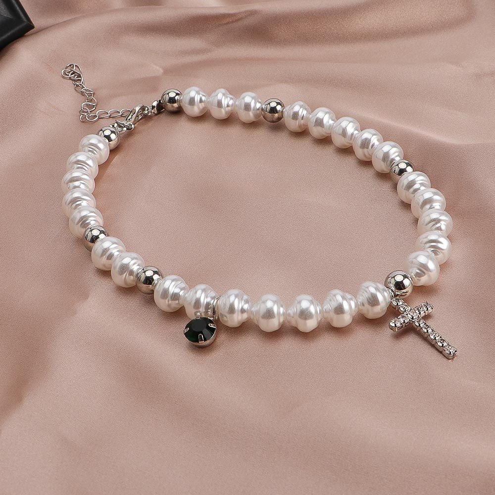 จี้คริสตัลวินเทจประดับคอแฟชั่น - Pearl Choker Necklace Vintage บทวิจารณ์และราคา