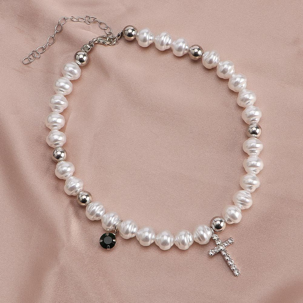จี้คริสตัลวินเทจประดับคอแฟชั่น - Pearl Choker Necklace Vintage บทวิจารณ์และราคา