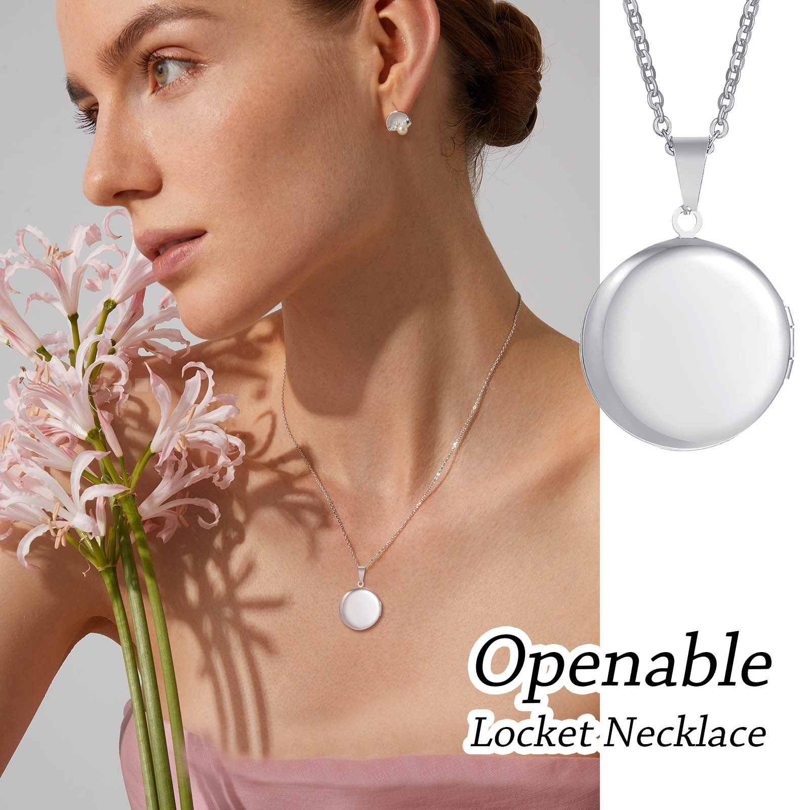 จี้ล็อกเกตรูปหัวใจสลักอักษรย่อ - Heart Locket Necklace Photo บทวิจารณ์และราคา