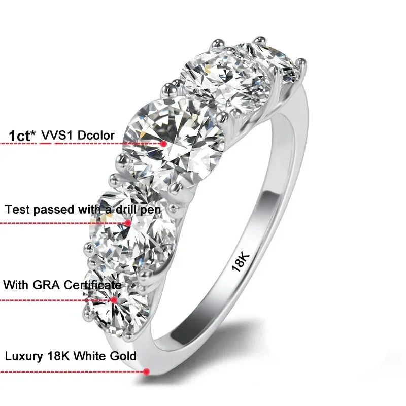 แหวนแต่งงานทองคําขาว 18K หรูหร - Moissanite Engagement Ring 1 Carat บทวิจารณ์และราคา