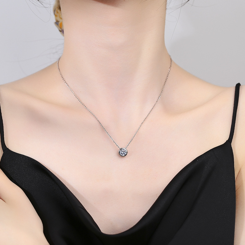 สร้อยคอจี้โมอิสซาไนต์ทรงกลมแบบ - 925 Sterling Silver Chain Necklace Men บทวิจารณ์และราคา
