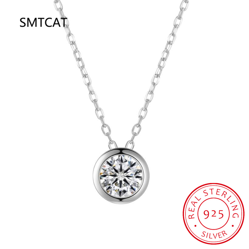 สร้อยคอจี้โมอิสซาไนต์ทรงกลมแบบ - 925 Sterling Silver Chain Necklace Men บทวิจารณ์และราคา