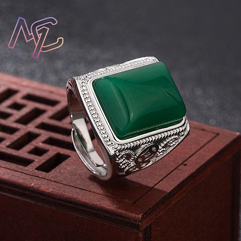 แหวนหยกธรรมชาติสีเขียว เครื่อง - Rings บทวิจารณ์และราคา