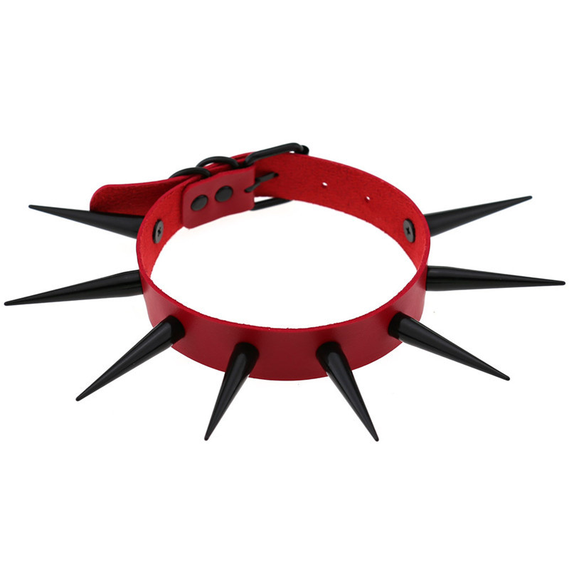 สีแดงยาว SPIKE Choker Punk COL - Goth Punk Spike Choker บทวิจารณ์และราคา