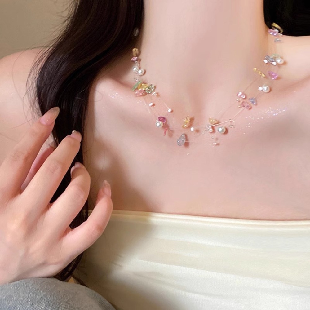 สีสันปลาดาว SHELL Pearl Choker - Layered Pendant Necklace Aesthetic บทวิจารณ์และราคา