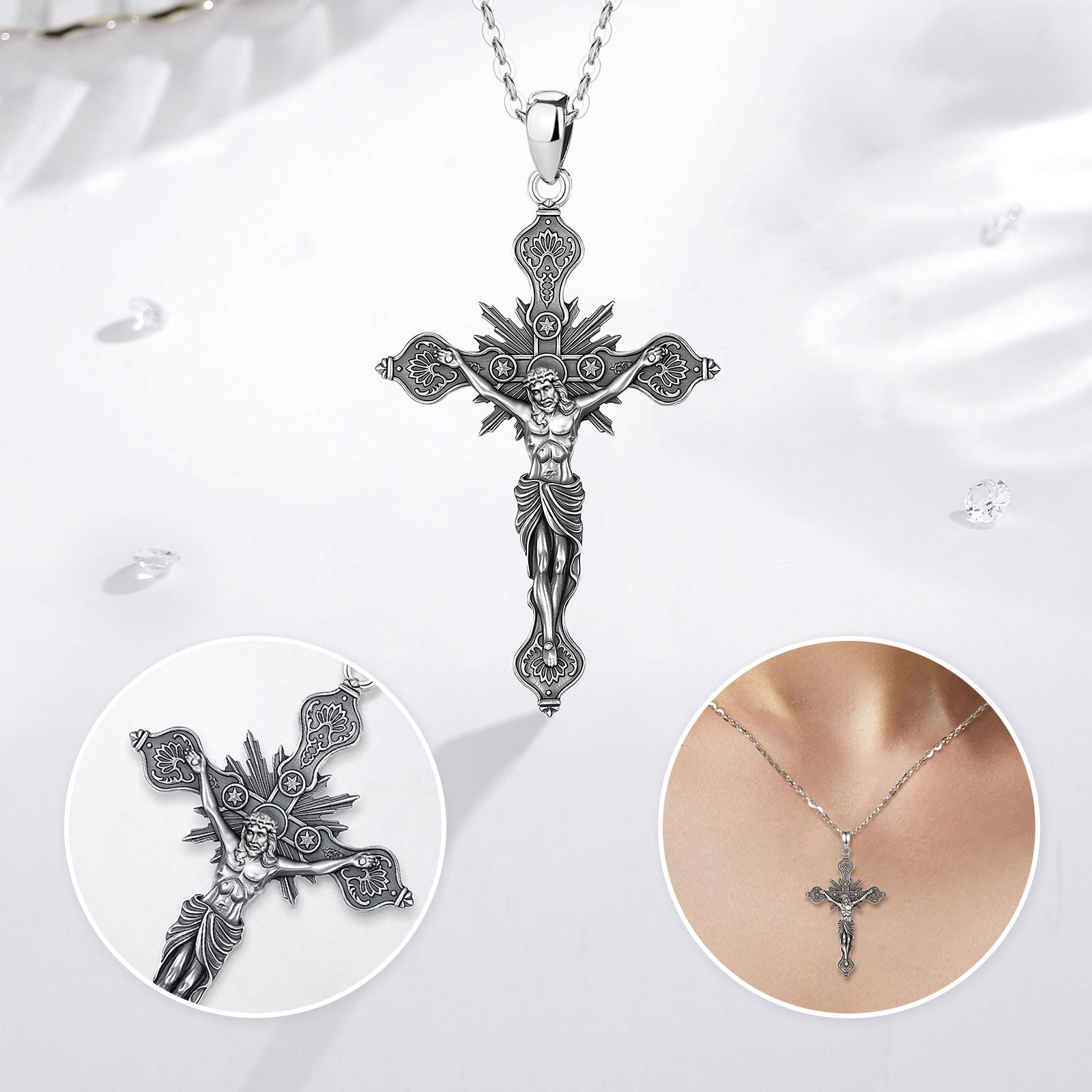 สร้อยคอไม้กางเขนยูโดราแบบใหม่  - 925 Sterling Silver Chain Necklace Men บทวิจารณ์และราคา