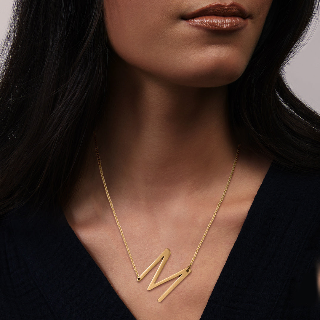 สร้อยคอสแตนเลสประดับจี้ชุบทอง1 - Initial Letter Necklace 18K Gold บทวิจารณ์และราคา