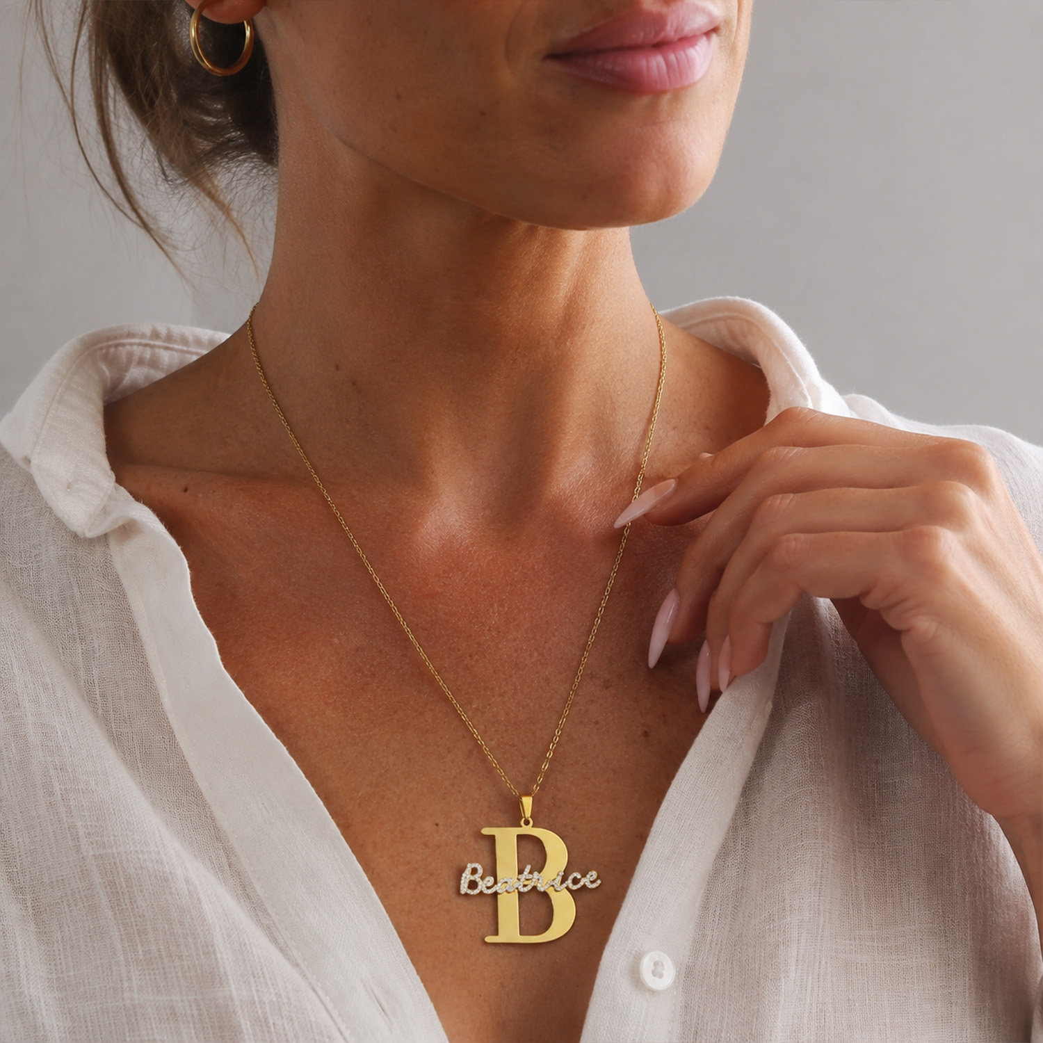 สร้อยคอเพชรตัวอักษรชื่อสั่งทำพ - Initial Letter Necklace 18K Gold บทวิจารณ์และราคา