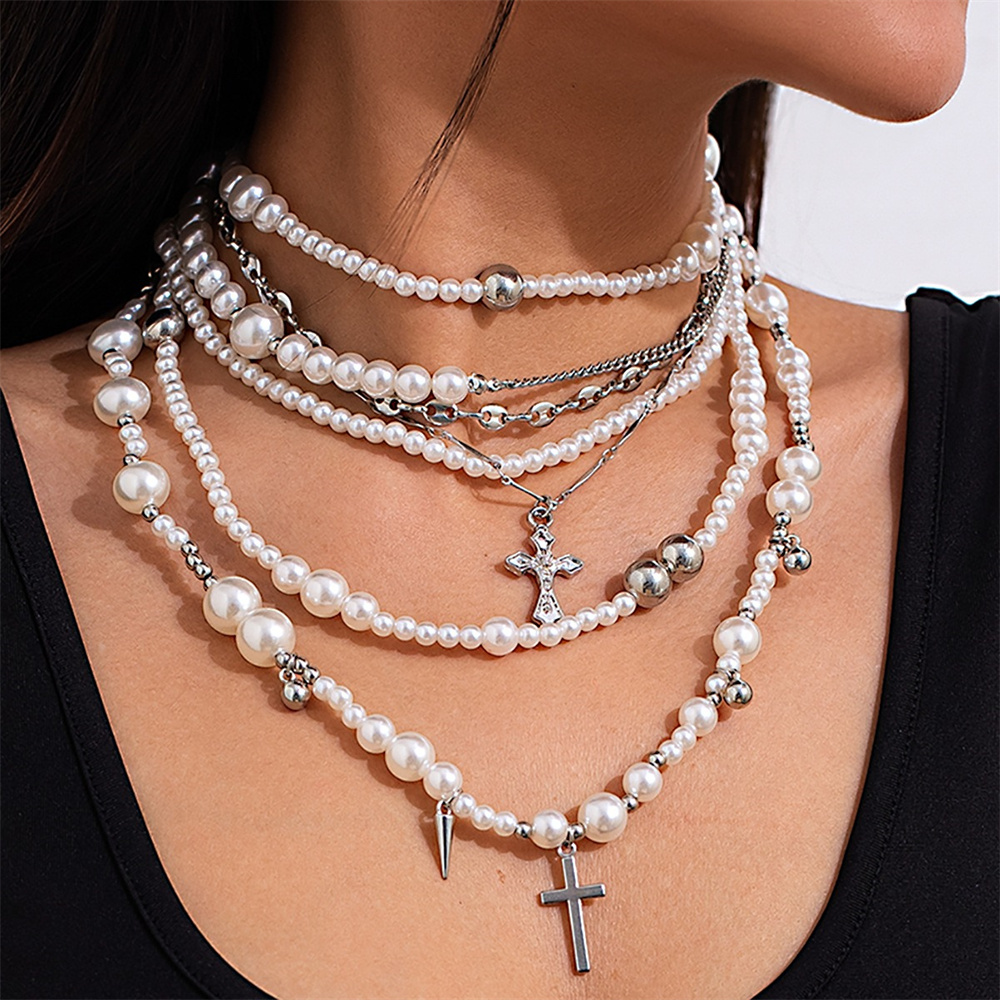 Multi-Layerเลียนแบบไข่มุกลูกปั - Layered Pendant Necklace Aesthetic บทวิจารณ์และราคา