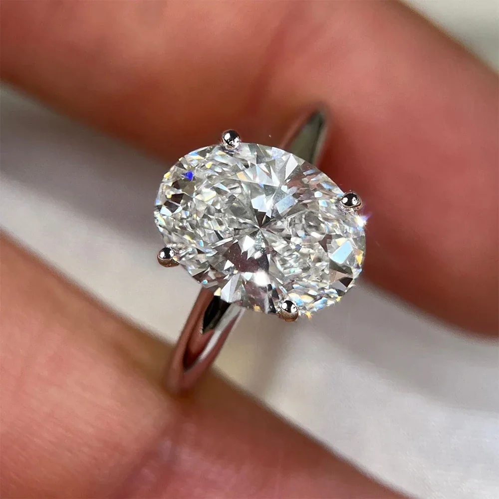 แหวนหมั้นเพชรโมอิสซาไนต์ทรงรี  - Moissanite Engagement Ring 1 Carat บทวิจารณ์และราคา
