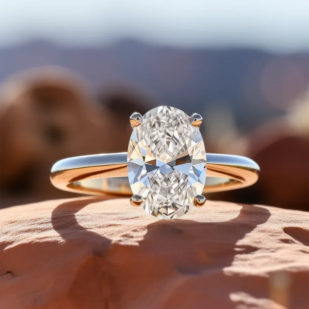 แหวนหมั้นเพชรโมอิสซาไนต์ทรงรี  - Moissanite Engagement Ring 1 Carat บทวิจารณ์และราคา