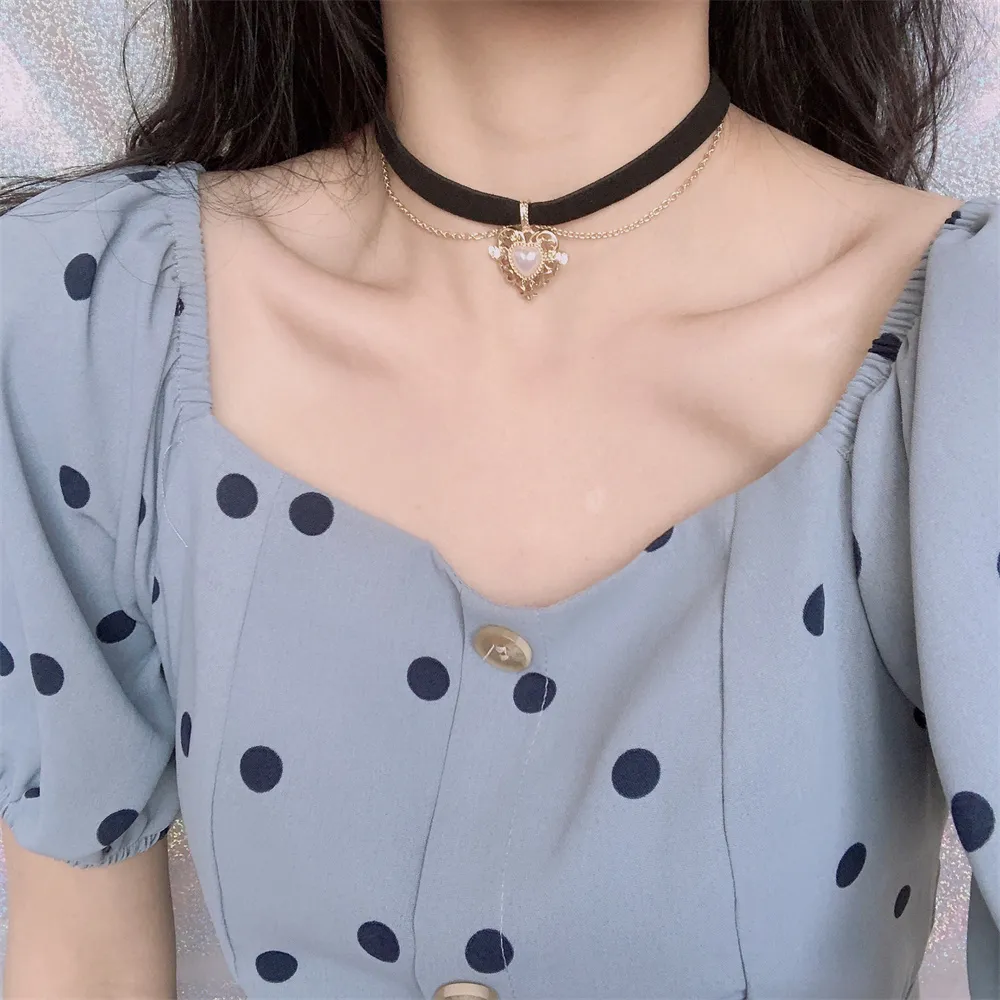 สร้อยคอโชกเกอร์โซ่กำมะหยี่แนวว - Pearl Choker Necklace Vintage บทวิจารณ์และราคา