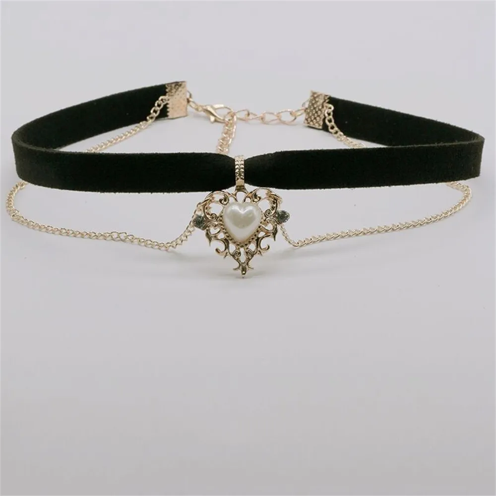 สร้อยคอโชกเกอร์โซ่กำมะหยี่แนวว - Pearl Choker Necklace Vintage บทวิจารณ์และราคา