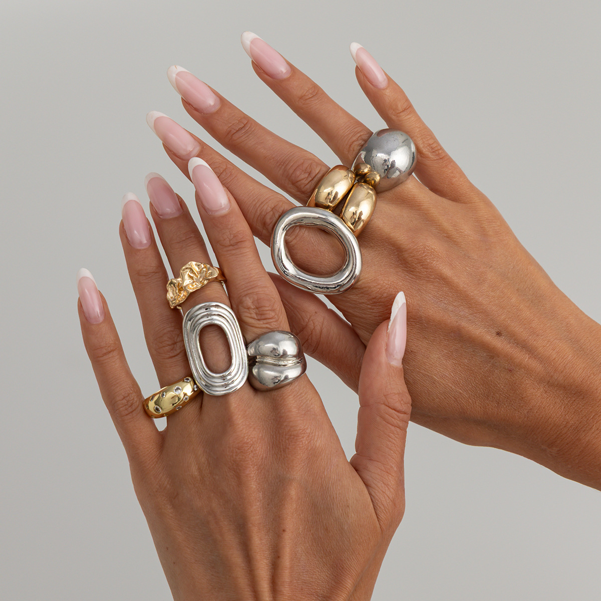 ชุดแหวนโลหะลายฉลุสีทองเงินสไตล - Vintage Punk Knuckle Rings Set บทวิจารณ์และราคา