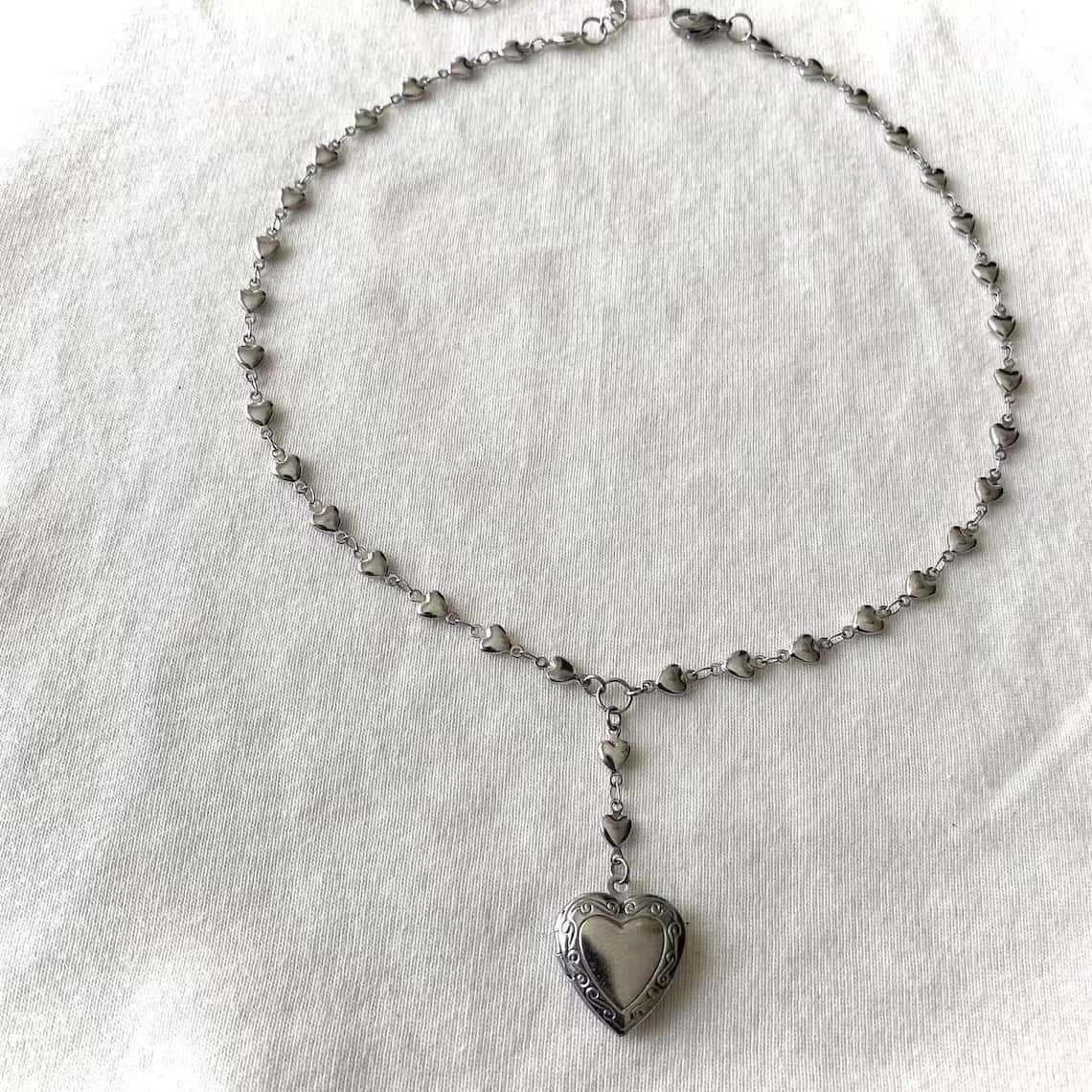 สร้อยคอโรซารีลาเรียตพร้อมจี้ล็ - Heart Locket Necklace Photo บทวิจารณ์และราคา