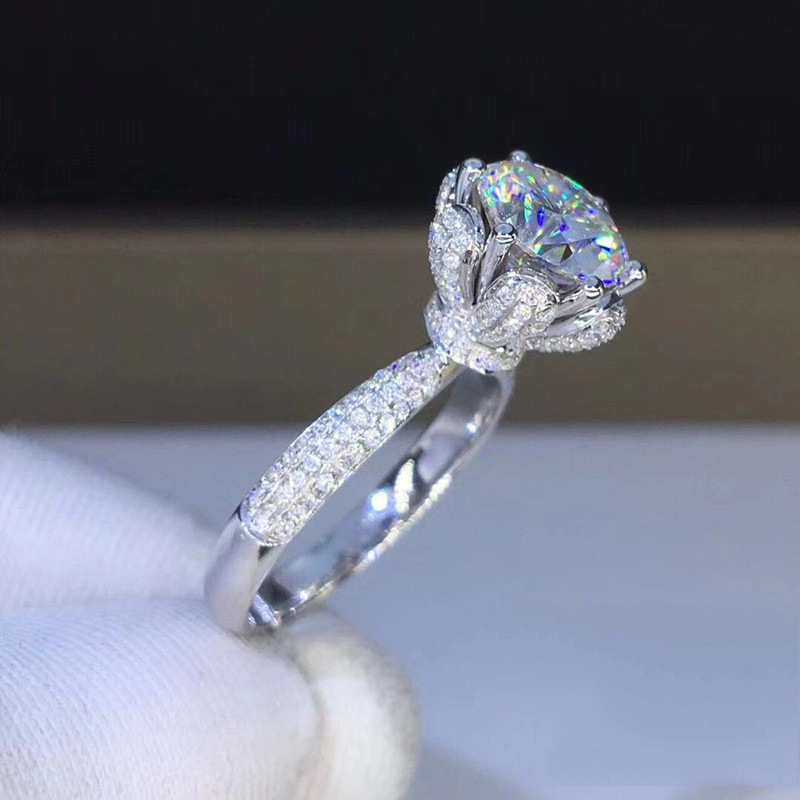 แหวนมอร์แกไนต์ เกรด VVS1 เพชรท - Moissanite Engagement Ring 1 Carat บทวิจารณ์และราคา