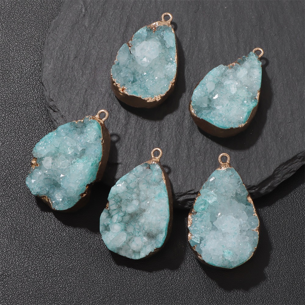 1PC อาเกตธรรมชาติ Geode จี้ 25 - Crystal Pendant Necklace Natural Stone บทวิจารณ์และราคา
