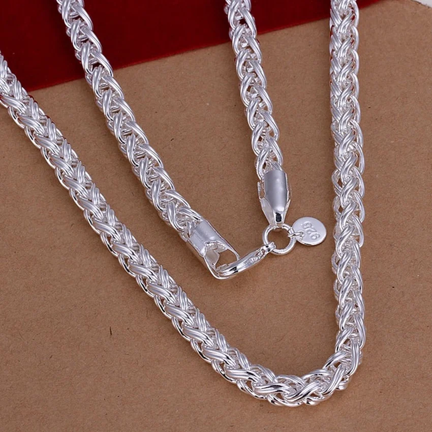 50 ซม.925 เงินสเตอร์ลิง 6 มม.ส - 925 Sterling Silver Chain Necklace Men บทวิจารณ์และราคา