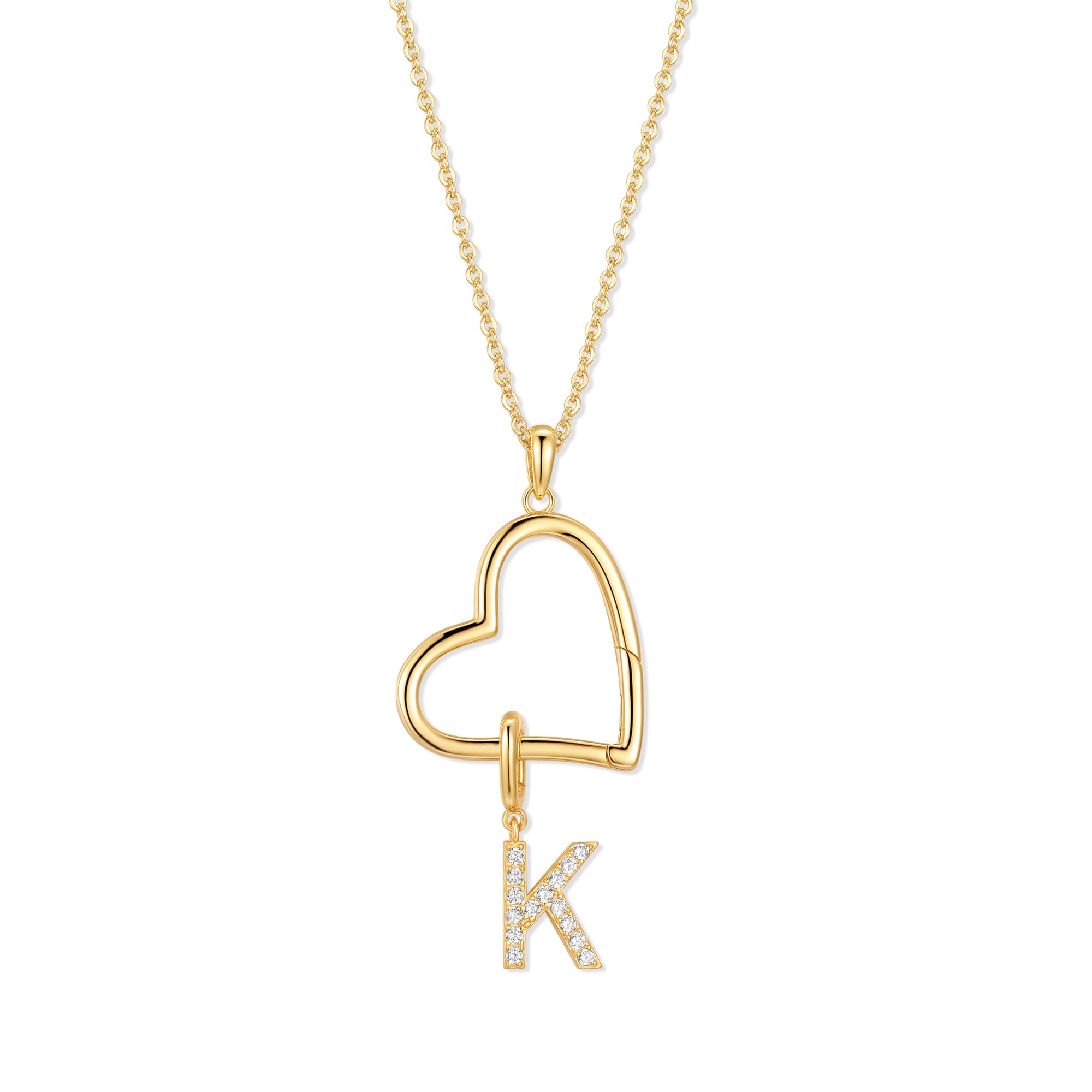 สร้อยคอหัวใจเปิดแบบกำหนดเองได้ - Initial Letter Necklace 18K Gold บทวิจารณ์และราคา