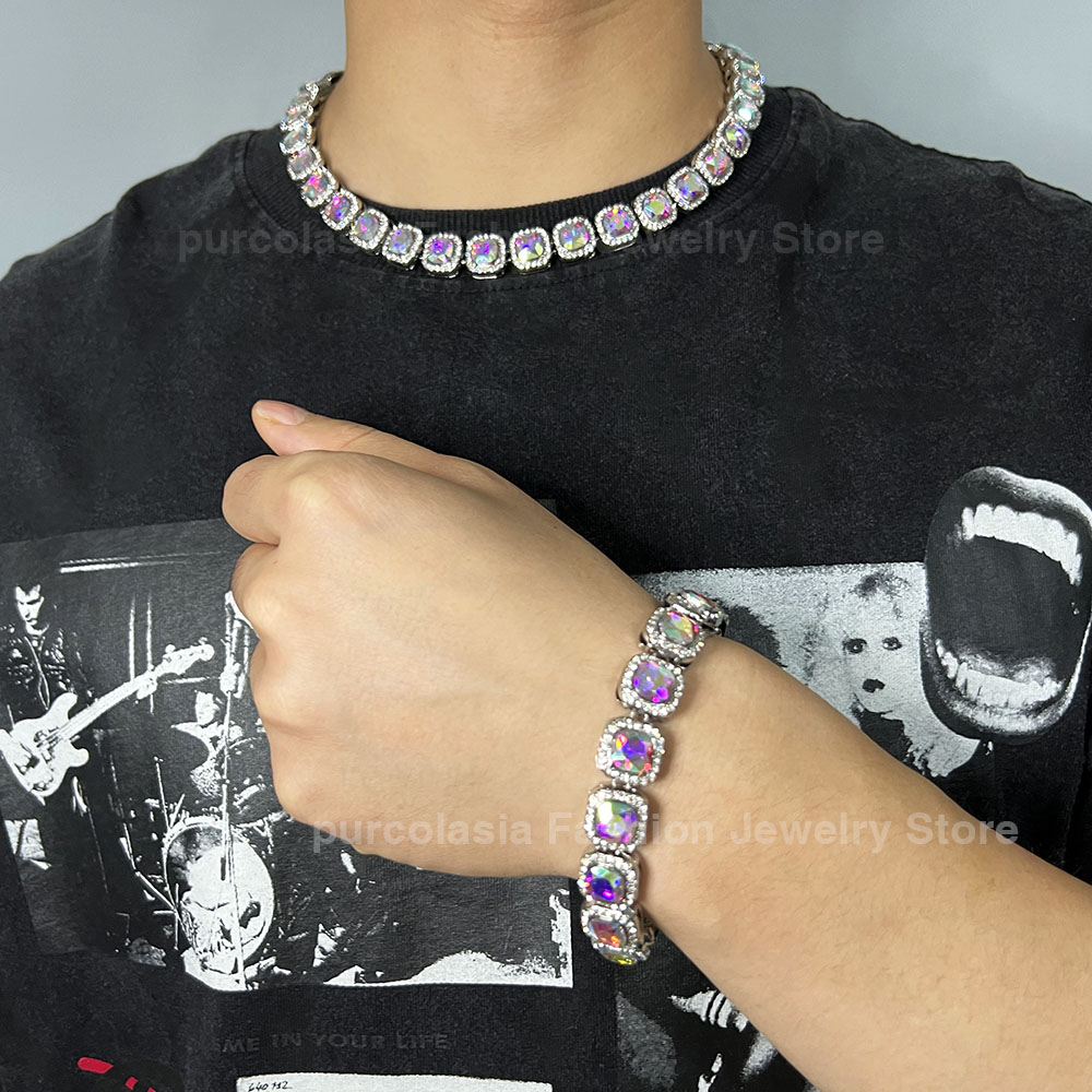 Brilliant Multi สี Iced Out สร - Cuban Link Chain 12Mm บทวิจารณ์และราคา