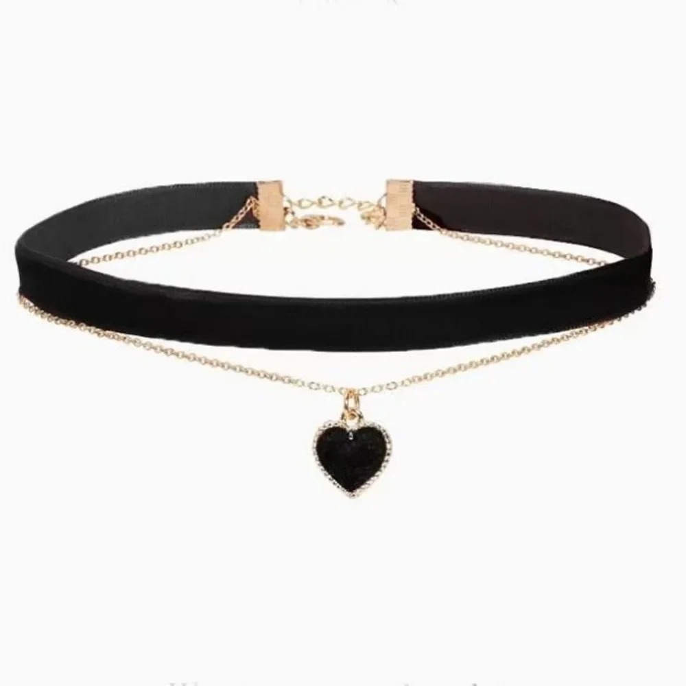 สร้อยคอจี้รูปหัวใจสีดำหลายชั้น - Layered Pendant Necklace Aesthetic บทวิจารณ์และราคา