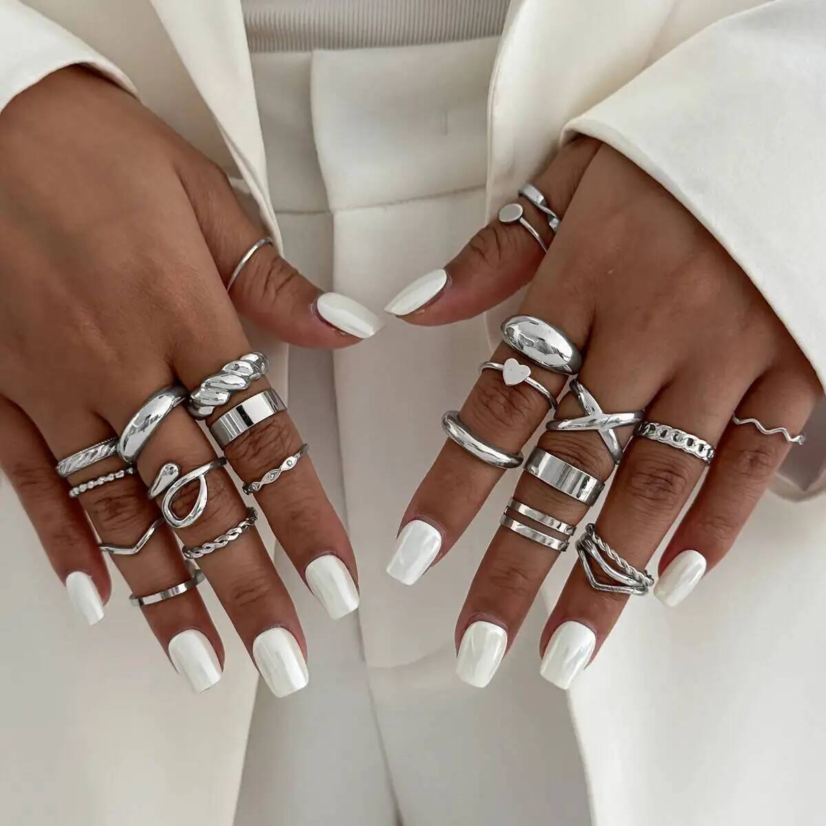 ชุดแหวนเปิดรูปทรงเรขาคณิตทันสม - Vintage Punk Knuckle Rings Set บทวิจารณ์และราคา