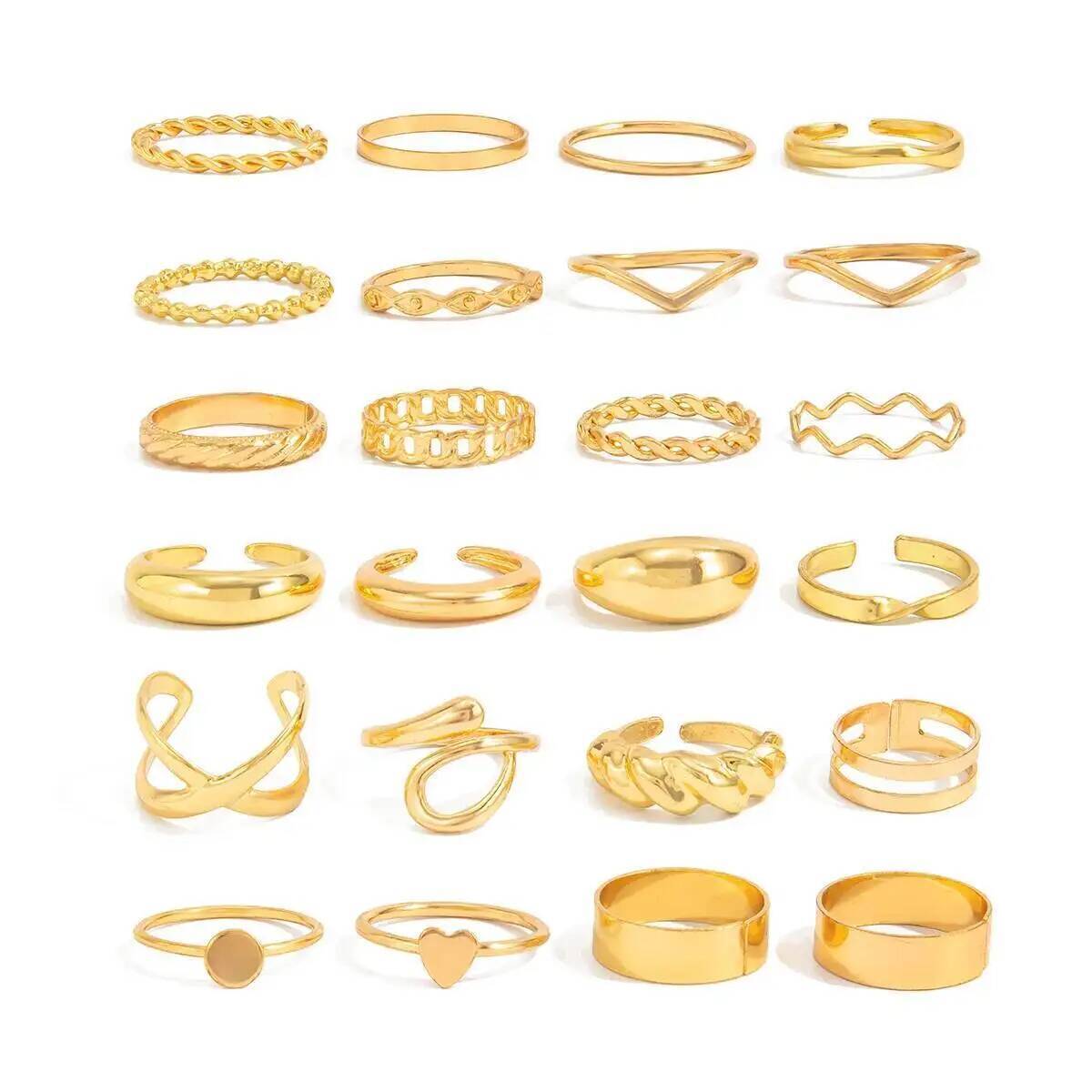 ชุดแหวนเปิดรูปทรงเรขาคณิตทันสม - Vintage Punk Knuckle Rings Set บทวิจารณ์และราคา