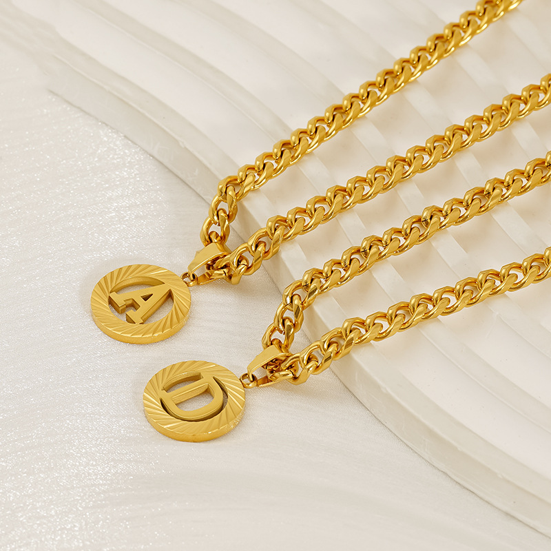 สแตนเลส 5MM Cuban CHAIN สร้อยค - Initial Letter Necklace 18K Gold บทวิจารณ์และราคา