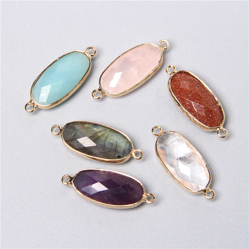 2pcs 10X26mm ธรรมชาติ Double L - Crystal Pendant Necklace Natural Stone บทวิจารณ์และราคา
