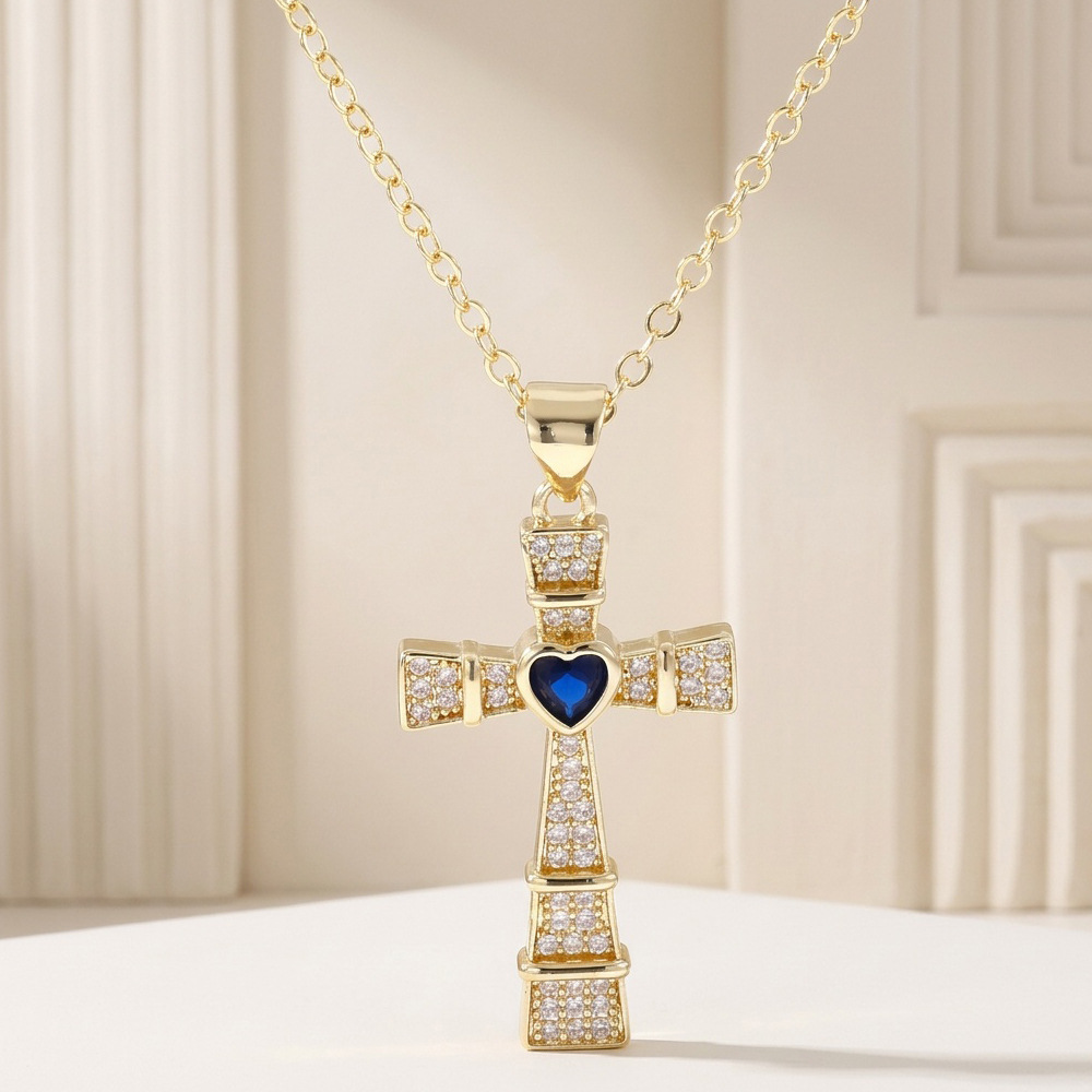 แฟชั่นคิวบิกเซอร์โคเนียสร้อยคอ - Cross Pendant Necklace Gold บทวิจารณ์และราคา
