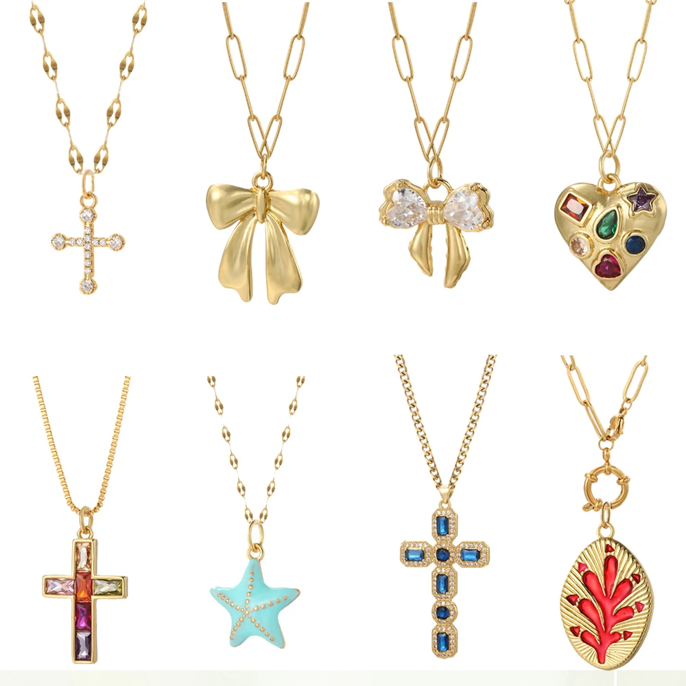 น่ารัก Sea Star Shell Diy สร้อ - Cross Pendant Necklace Gold บทวิจารณ์และราคา