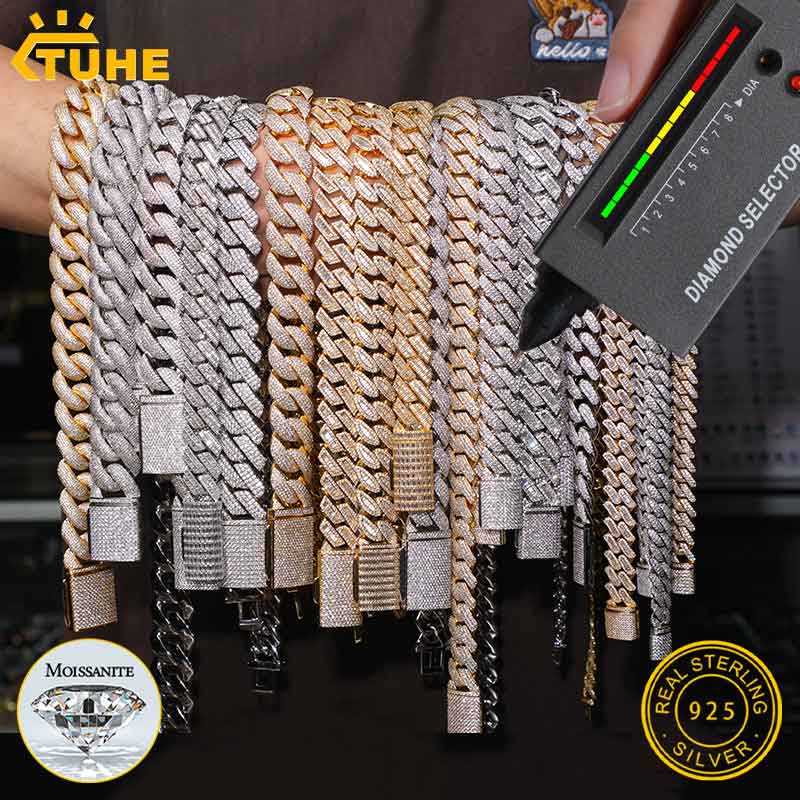 สร้อยคอคิวบันเพชรโมอิสซาไนต์สี - Cuban Link Chain 12Mm บทวิจารณ์และราคา