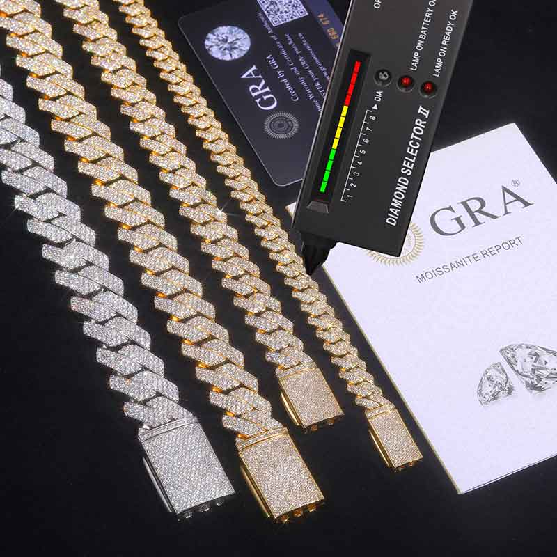 สร้อยคอคิวบันเพชรโมอิสซาไนต์สี - Cuban Link Chain 12Mm บทวิจารณ์และราคา