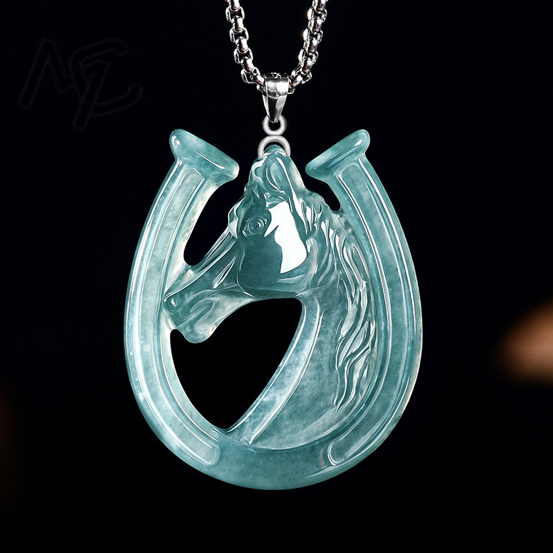 สร้อยคอจี้หยกน้ำเงินธรรมชาติเง - Necklaces บทวิจารณ์และราคา