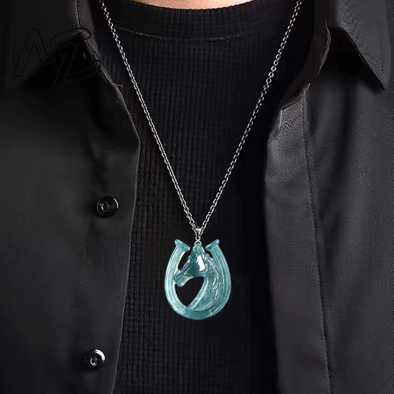 สร้อยคอจี้หยกน้ำเงินธรรมชาติเง - Necklaces บทวิจารณ์และราคา