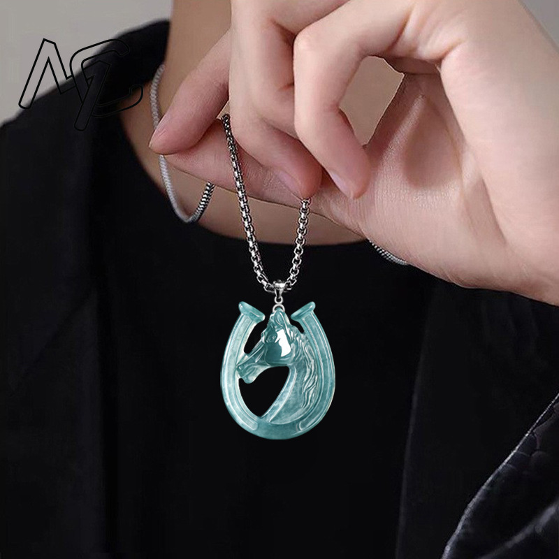 สร้อยคอจี้หยกน้ำเงินธรรมชาติเง - Necklaces บทวิจารณ์และราคา
