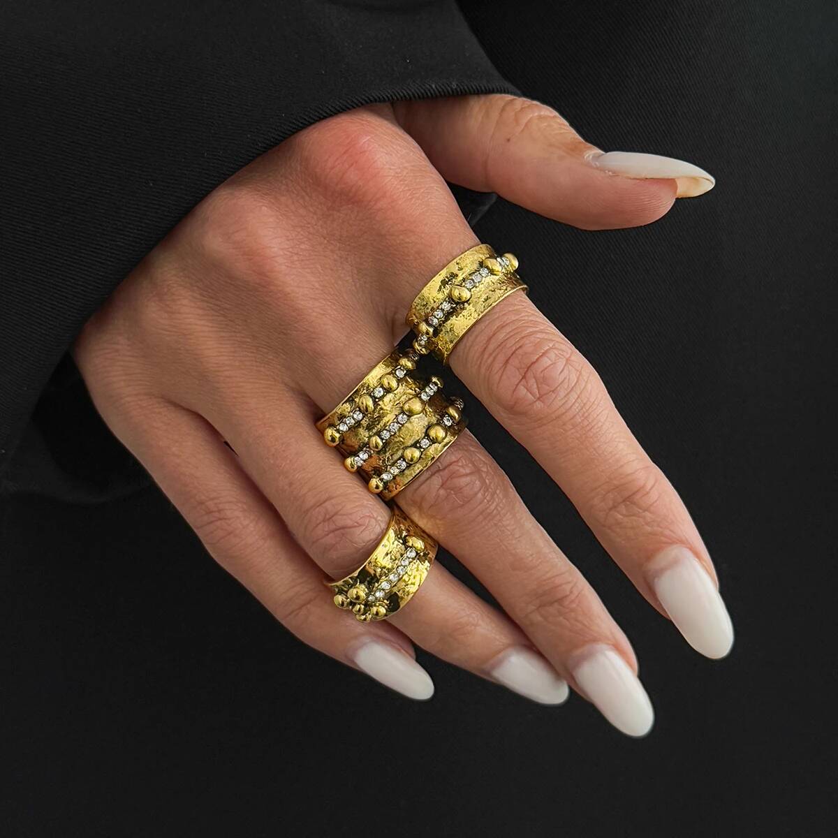 ชุดแหวนเปิดปรับขนาดได้ 3 วง ปร - Vintage Punk Knuckle Rings Set บทวิจารณ์และราคา