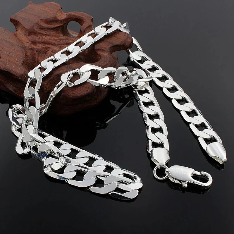 สร้อยคอเงินแท้ 925 สำหรับผู้ชา - Cuban Link Chain 12Mm บทวิจารณ์และราคา