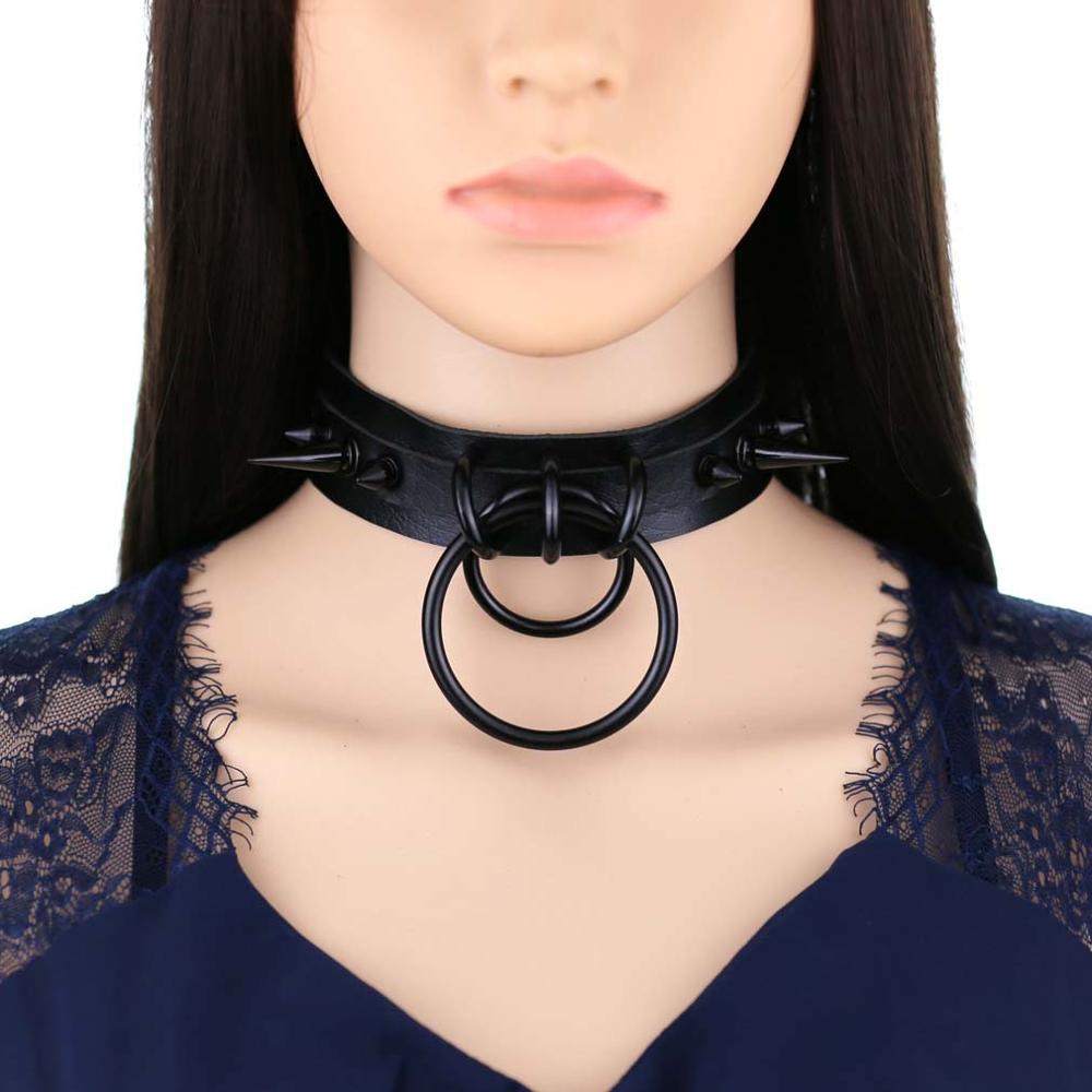 สีดำ Spiked Choker Goth คอหนัง - Goth Punk Spike Choker บทวิจารณ์และราคา