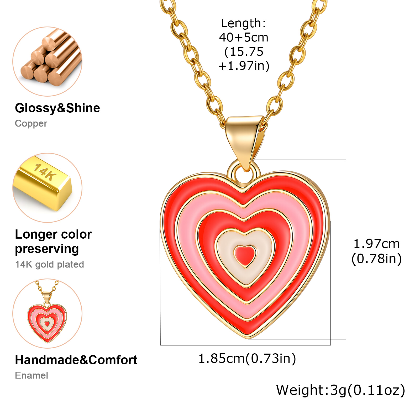 สร้อยคอจี้รูปหัวใจเคลือบเงาแบบ - Layered Pendant Necklace Aesthetic บทวิจารณ์และราคา