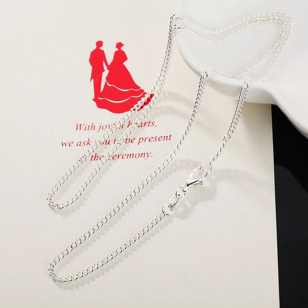 40-75ซม. 925สเตอร์ลิงสร้อยคอเง - 925 Sterling Silver Chain Necklace Men บทวิจารณ์และราคา