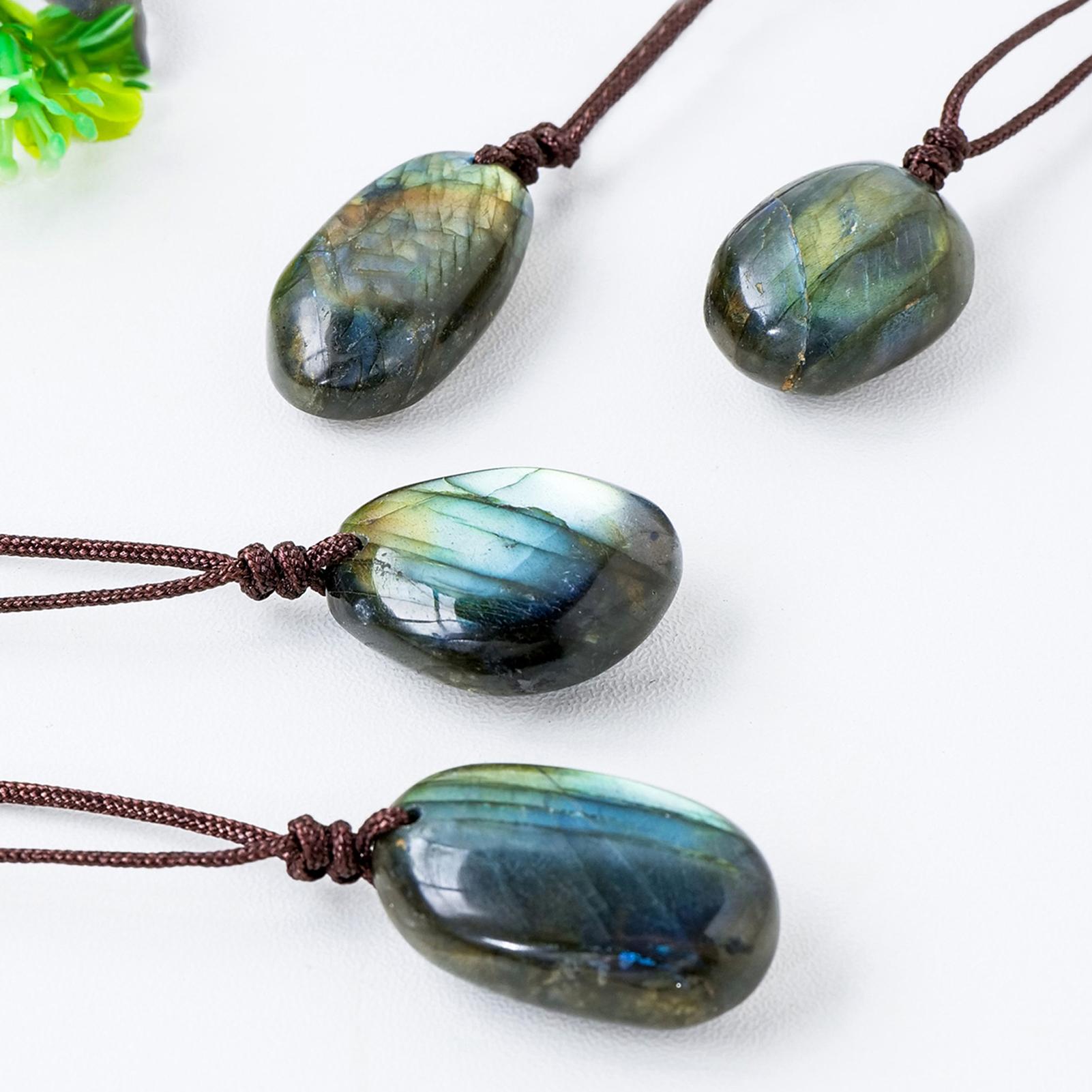 สร้อยคอจี้ลาบราโดไรต์ธรรมชาติ  - Crystal Pendant Necklace Natural Stone บทวิจารณ์และราคา