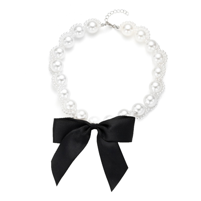 สร้อยคอริบบิ้นมุกเทียมพร้อมโบว - Pearl Choker Necklace Vintage บทวิจารณ์และราคา