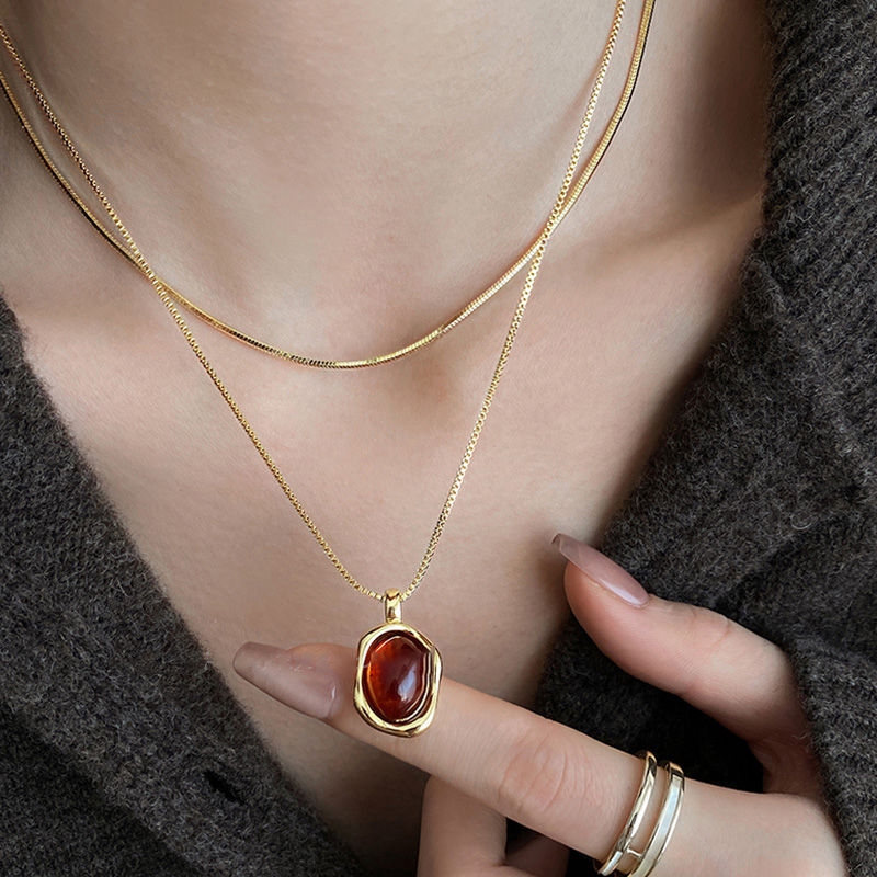 แฟชั่น Vintage Double Layer หิ - Layered Pendant Necklace Aesthetic บทวิจารณ์และราคา