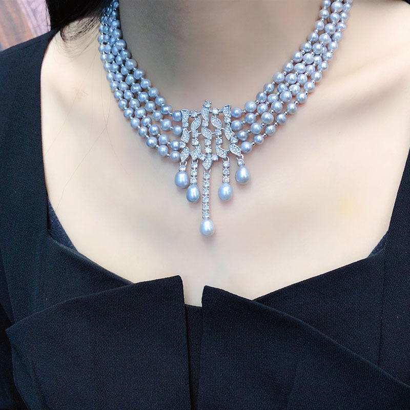 สร้อยคอมุกน้ำจืด ดีไซน์หรูหราแ - Pearl Choker Necklace Vintage บทวิจารณ์และราคา