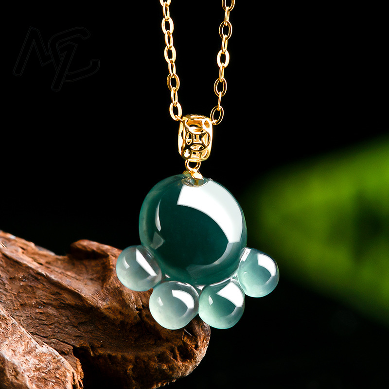 จี้หยกน้ำเงินธรรมชาติรูปอุ้งเท - Necklaces บทวิจารณ์และราคา