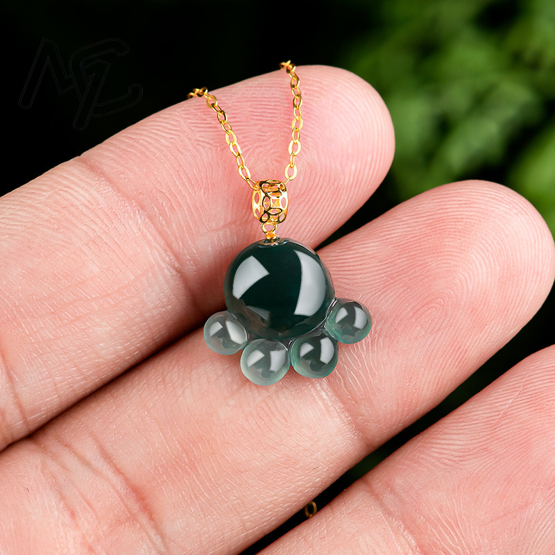 จี้หยกน้ำเงินธรรมชาติรูปอุ้งเท - Necklaces บทวิจารณ์และราคา