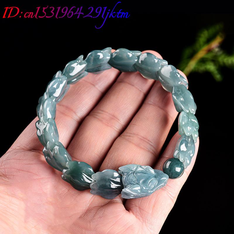 กำไลหยกพม่าสีน้ำเงินแกะสลักลาย - Bracelets บทวิจารณ์และราคา