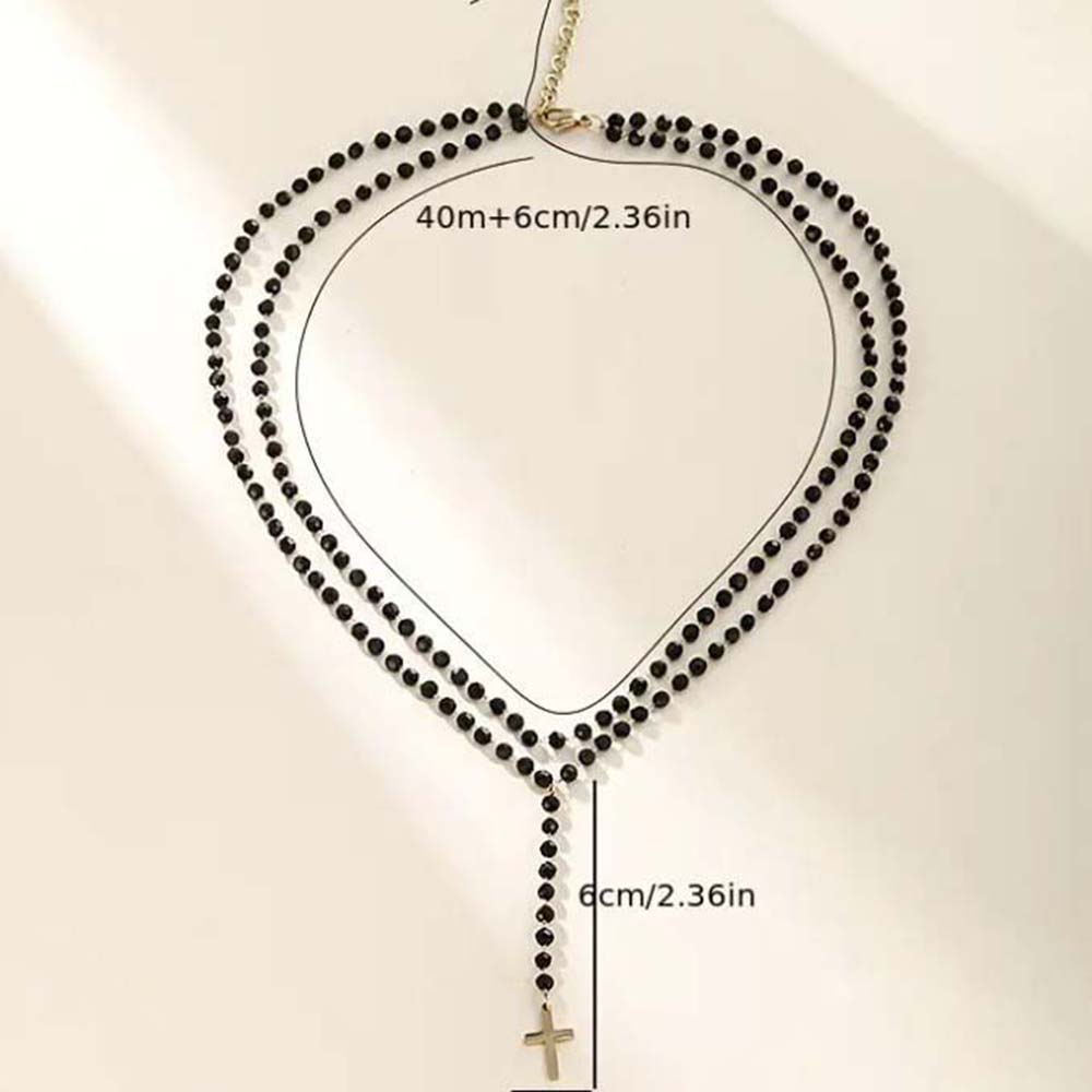 สร้อยคอคริสตัลสีดำสองชั้นสไตล์ - Layered Pendant Necklace Aesthetic บทวิจารณ์และราคา